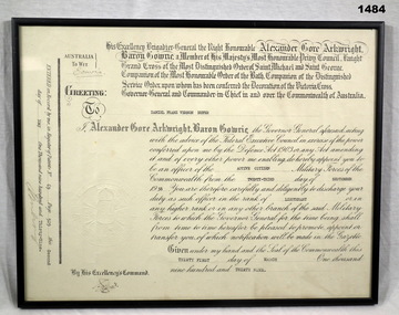 Certificate relating to the appointment of an Officer.