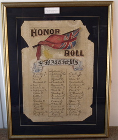 Honour roll St Matthews Church framed WW1