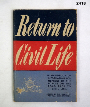 Booklet on the return to civilian life post WW2