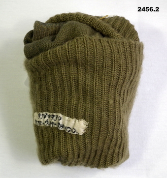 Pair of khaki socks with tag on.