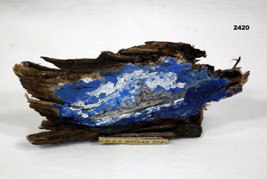 Painting of HMAAS Bataan on timber.