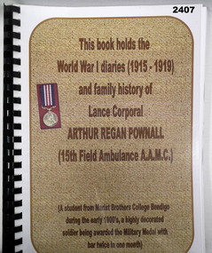 Diary of a Military medal and bar winner WW1.
