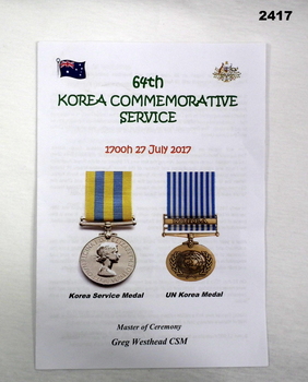 Commemorative Korea service bendigo 2017.