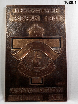 Plaque relating to the Rats of Tobruk 1941