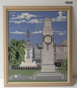 Colour tapestry of the Cenotaph in Bendigo.