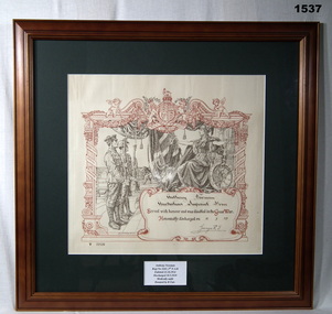 Certificate from WW1 relating to WIA