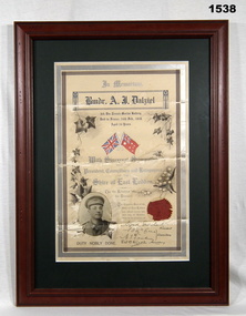 Certificate of sympathy shire of East Loddon WW1