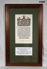 Certificate memorial Scroll relating to the death of a soldier