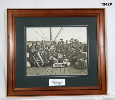 Framed photograph of 38th Battalion band.