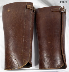 Pair of leather leggings worn in WW1