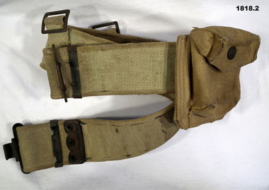 Khaki webbing belt with compass pouch