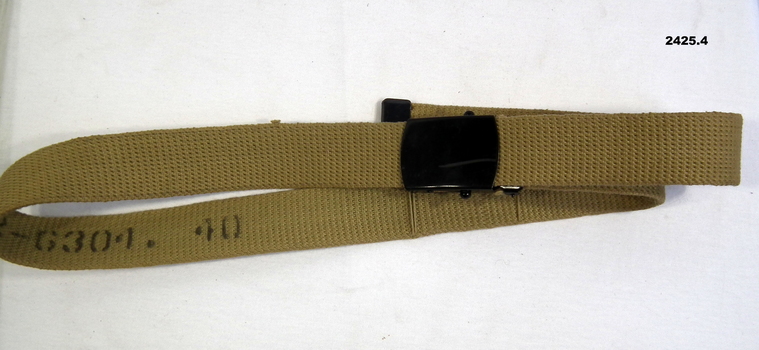 Khaki webbing belt for polyester triusers