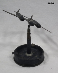 Model aeroplane made from munitions.