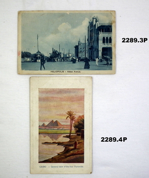 Six postcards relating to Eygpt and France.