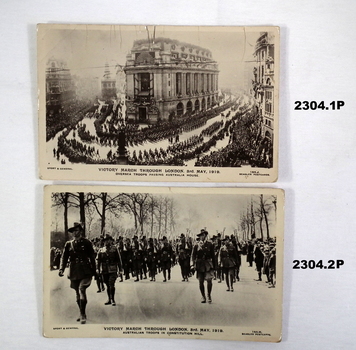 Three photos relating to the Victory march WW1