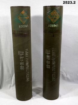 Two 76 mm shell cases empty.