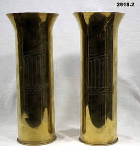 Two trench art vases engraved WW2