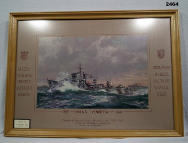 Print of the ship HMAS Vendetta.