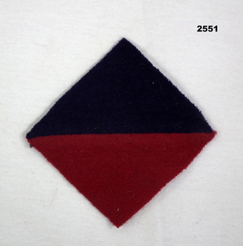 Diamond shaped Colour patch blue over red WW1
