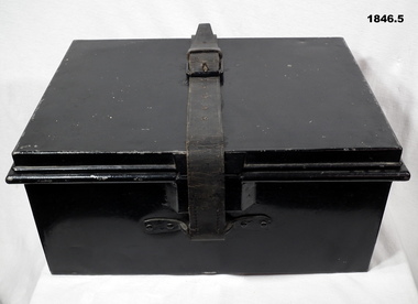 Black steel writing trunk WW1