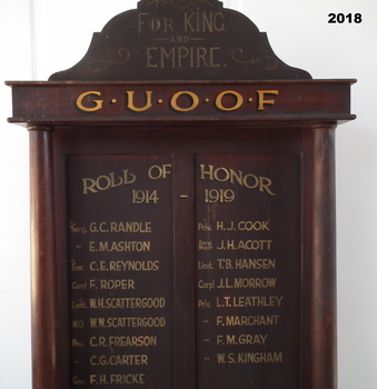 Loyal Windsor Lodge Honor Board.