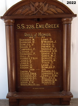 Emu Creek state school HONOR Roll Board.