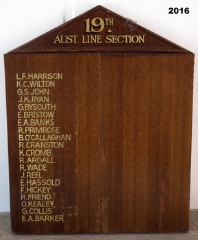 Honor Board relating to 19th Aust Line Section.