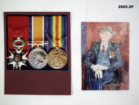 photographs of medals and a portrait re WW1.