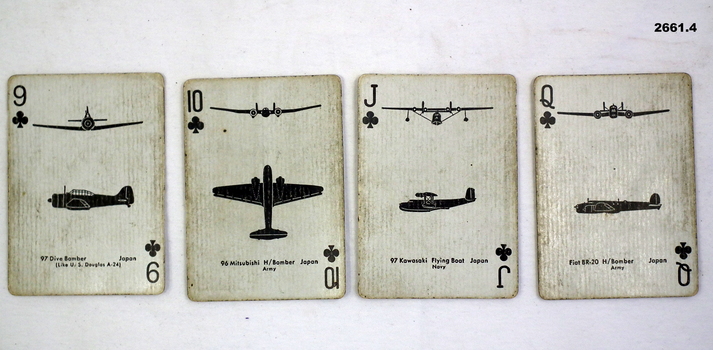 Four playing cards with different aircraft on.