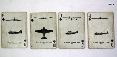 Four playing cards with different aircraft on.