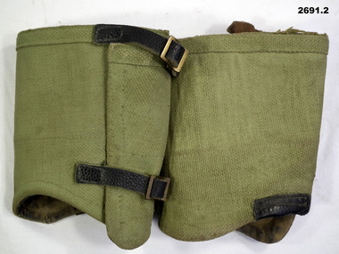 Green colour webbing gaiters WW2 era.