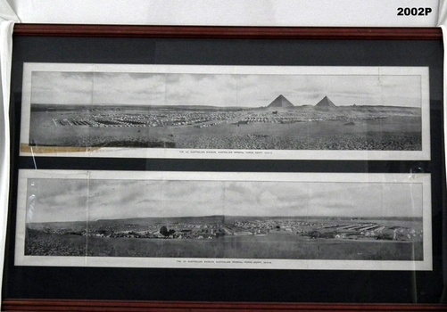 Framed images showing the 1st Australian Division layout Eygpt.