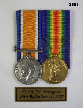 Court mounted medal set AIF WW1