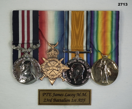 Court mounted medal set AIF WW1 MM