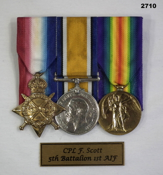 Court mounted medal set AIF WW1
