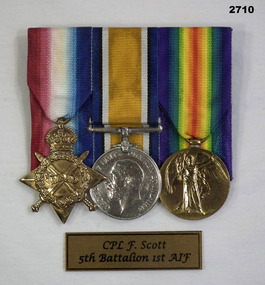 Court mounted medal set AIF WW1