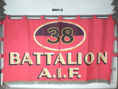 Cloth banner and frame for the 38th Battalion 1st AIF. 