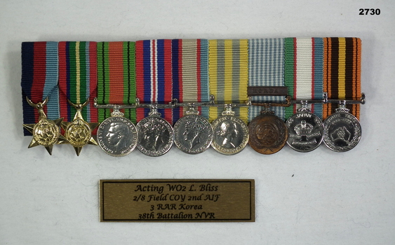Miniature medal set AIF WW2 Korea
