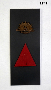 Mounted rising sun lapel badge and colour patch.