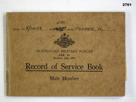 Record of service book, soldier Korea.