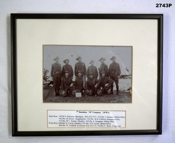 Framed photo of soldiers in 7th BN AIF.