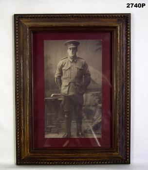 Framed photograph of a WW1 soldier.