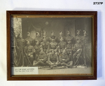 B & W photo of group of soldiers Boer War era.