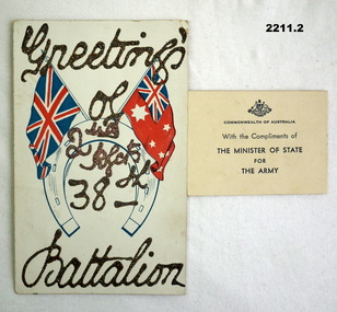 Greeting card from the 38th Bn WW1