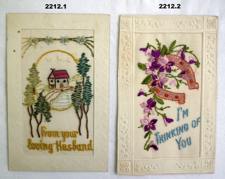 Silk postcards made during WW1