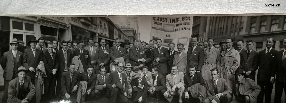 Panorama photo of large group of men Post WW2
