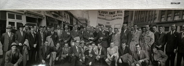 Panorama photo of large group of men Post WW2