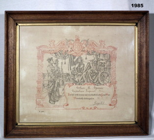 Certificate issued to soldiers incapacitated WW1