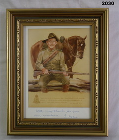 Framed print of a Australian Boer War soldier.