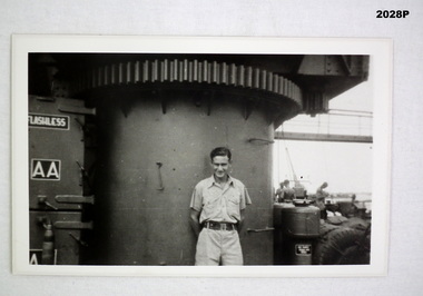 B & W photo of a sailor on HMAS Australia.